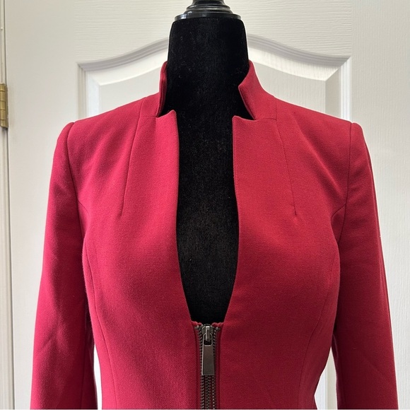 Ricki’s Blazer Cropped Slim Fit Zipper Front Ponte Knit Red Size 0 - Picture 11 of 16